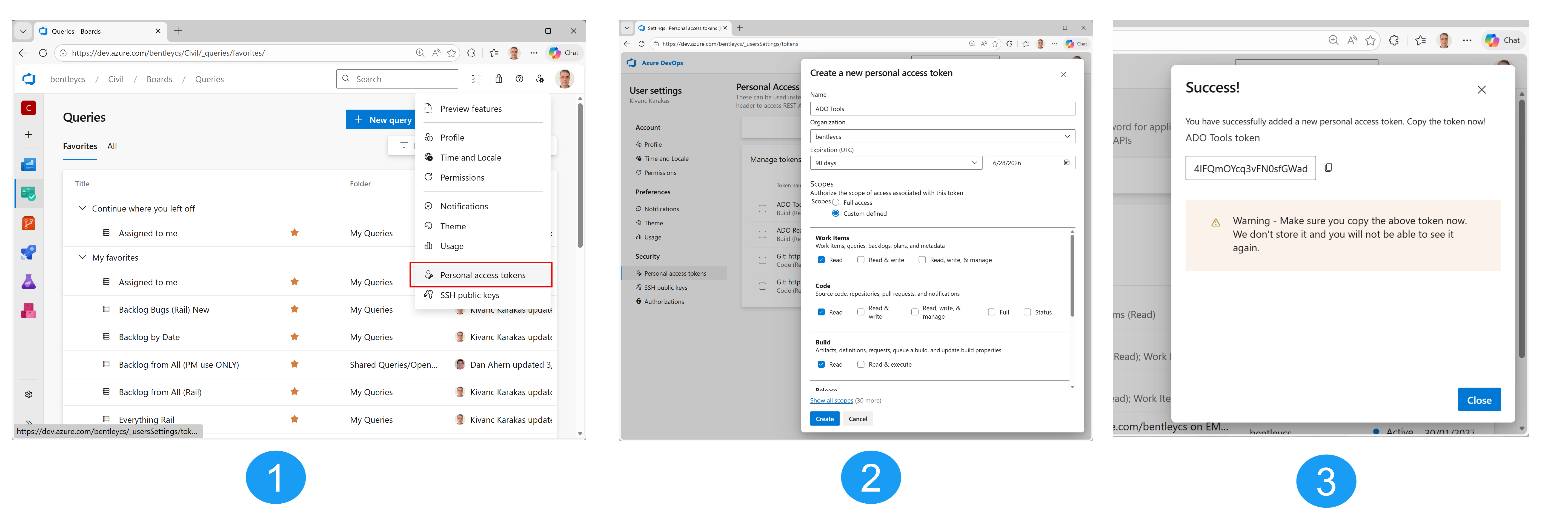 Step-by-step guide to creating a Personal Access Token in Azure DevOps